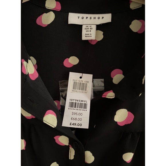NWT Topshop Polka Dot Long Sleeve Shirtdress - Picture 6 of 6
